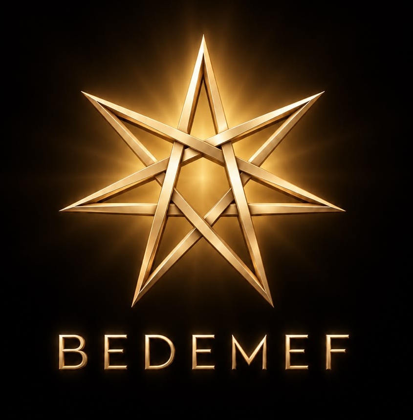 BEDEMEF, estrella dorada entrelazada de siete puntas